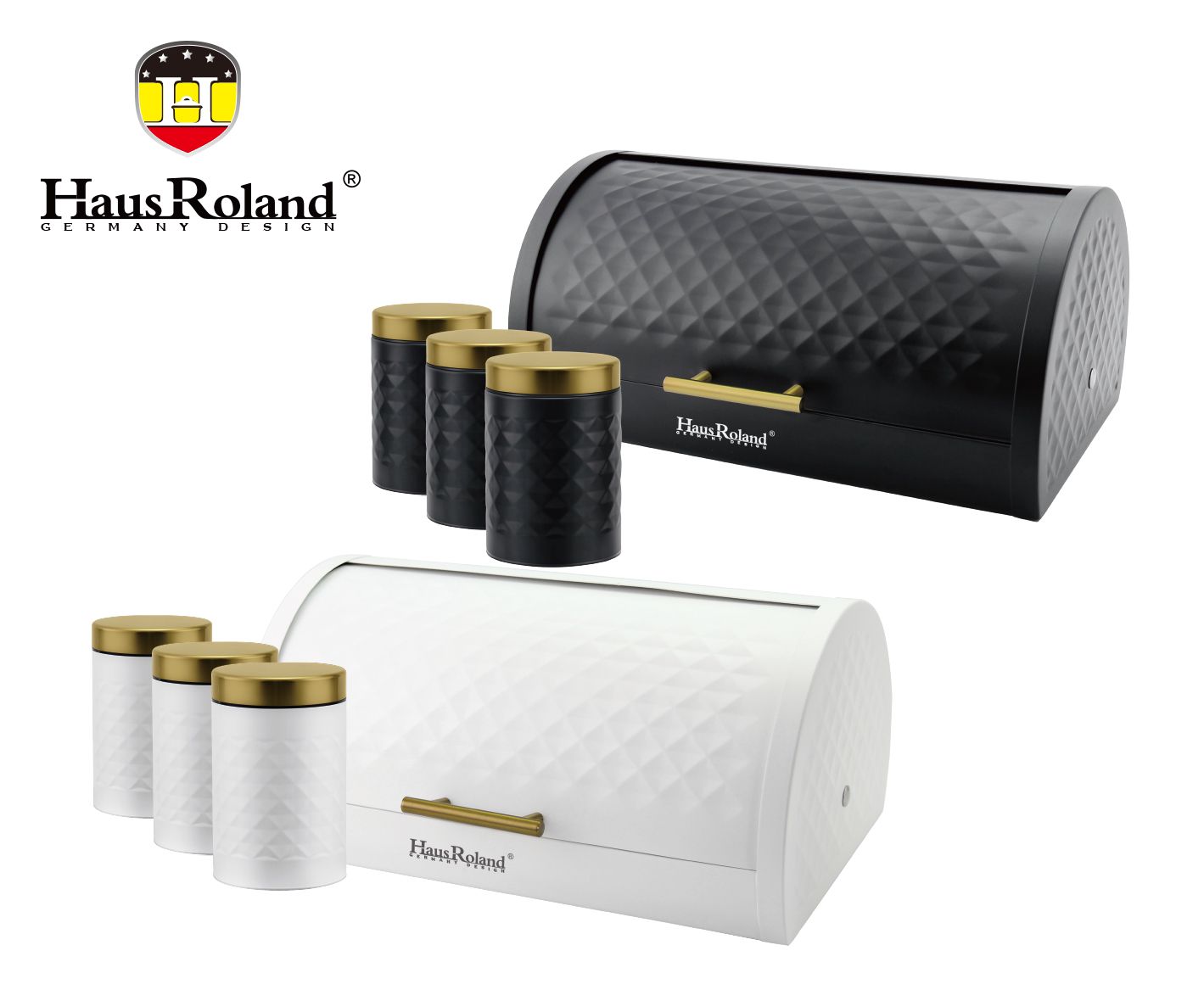 Haus Roland Bread Box With Jars-4 Piece Set Texture