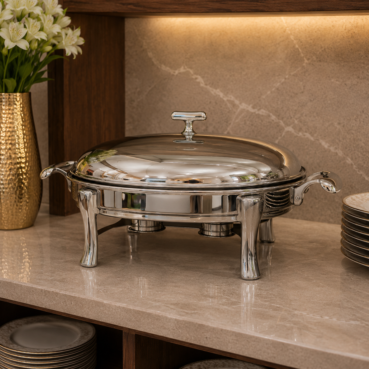 3L Stainless Steel Round Serving Chafing Dish