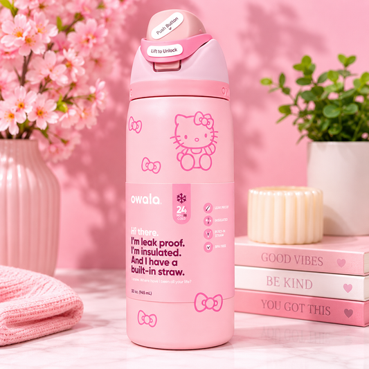 Owala x Hello Kitty 32oz Insulated Water Bottle with Built-In Straw