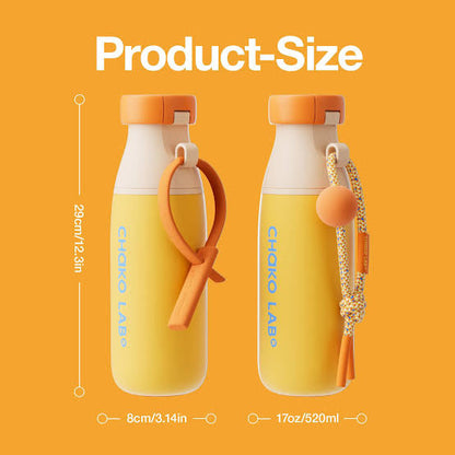 Chako Lab 520ml Insulated Water Bottle – Leakproof Milk Bottle Design with Carry Strap