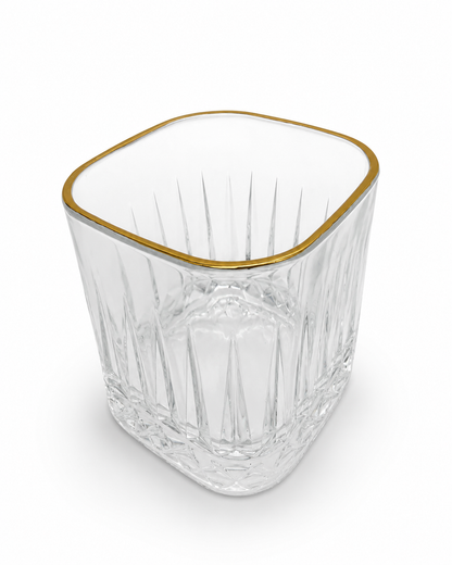 6 Pcs Premium Gold Rim Crystal Glass Tumbler Set