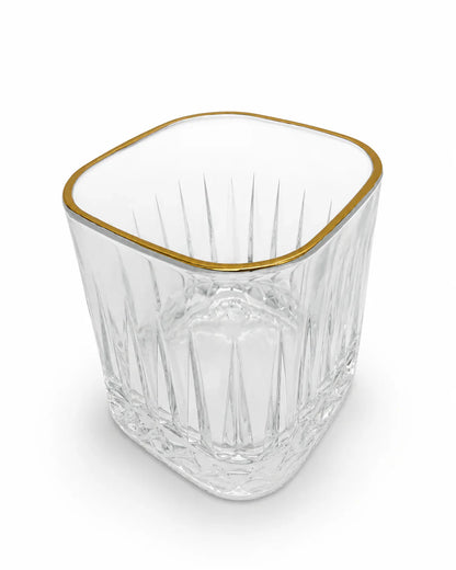 6 Pcs Premium Gold Rim Crystal Glass Tumbler Set
