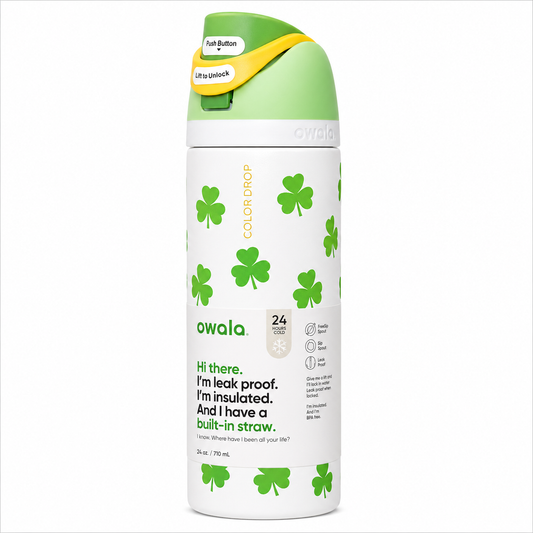 Owala 24oz Lucky Clover Color Drop FreeSip Insulated Water Bottle – Limited Edition