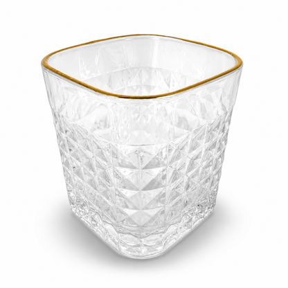 6 Pcs Premium Gold Rim Crystal Glass Tumbler Set
