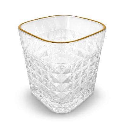 6 Pcs Premium Gold Rim Crystal Glass Tumbler Set