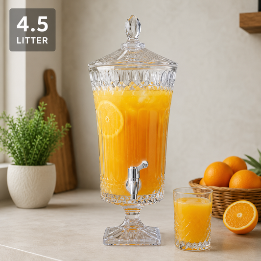 4.5L Crystal Glass Beverage Dispenser with Stand & Tap
