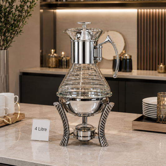 Stainless Steel Hammered Thermal Beverage Kettle with Gold Accents