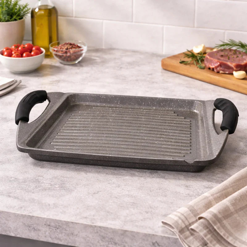 Danny Home Granite Gridder Grill Plate 35.8cm