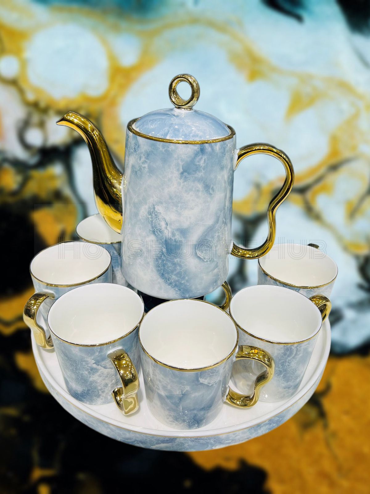 Marble-Style Tea Set (8 Piece)
