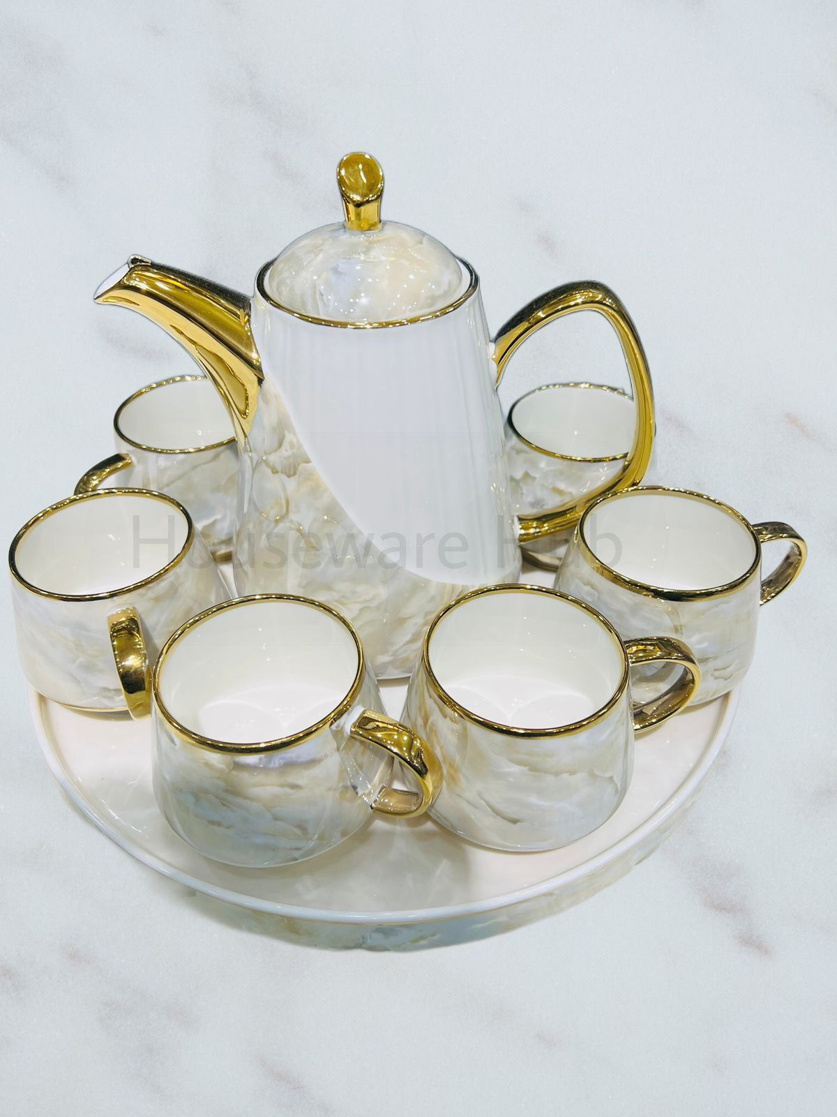 Marble-Style Tea Set (8 Piece)