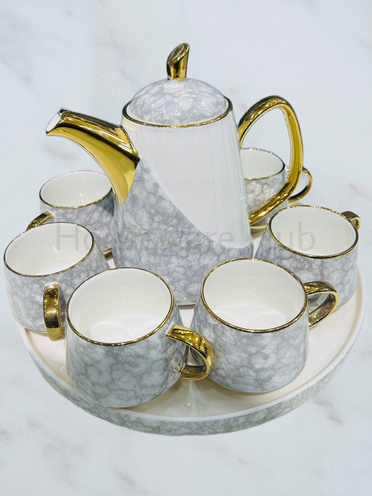 Marble-Style Tea Set (8 Piece)