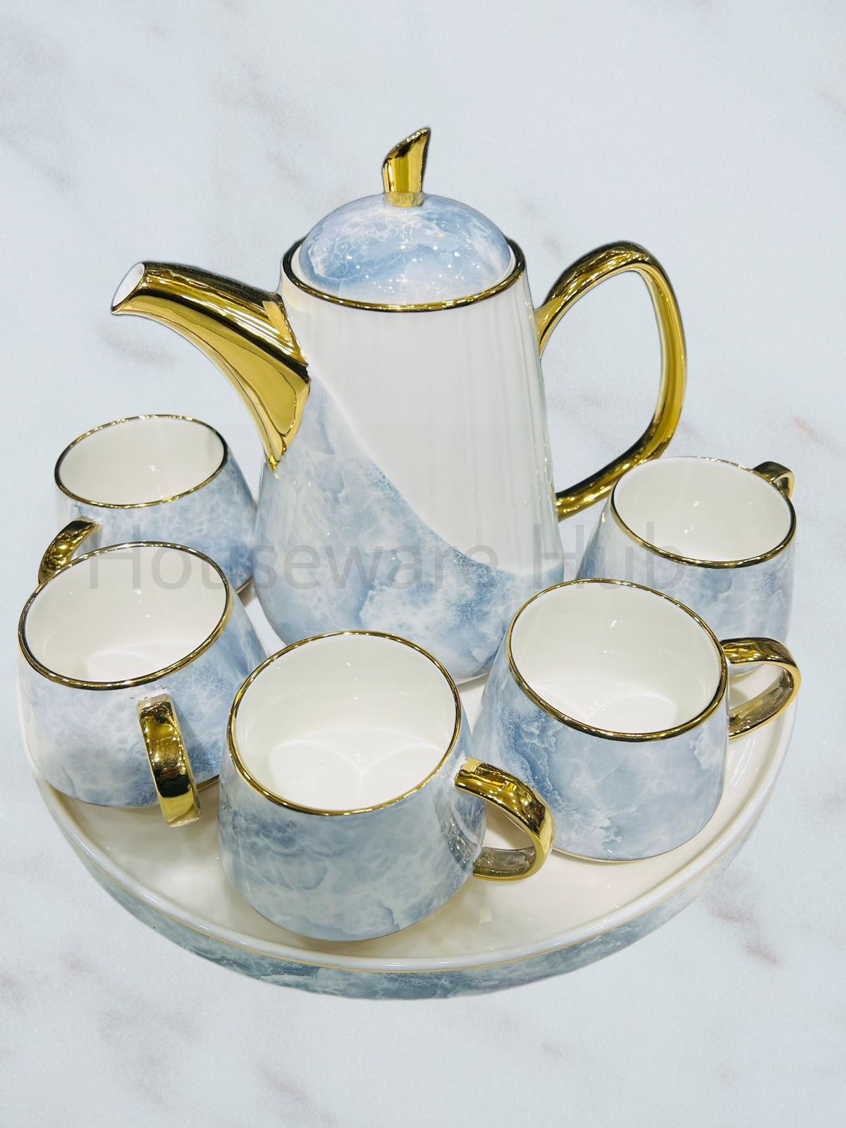Marble-Style Tea Set (8 Piece)