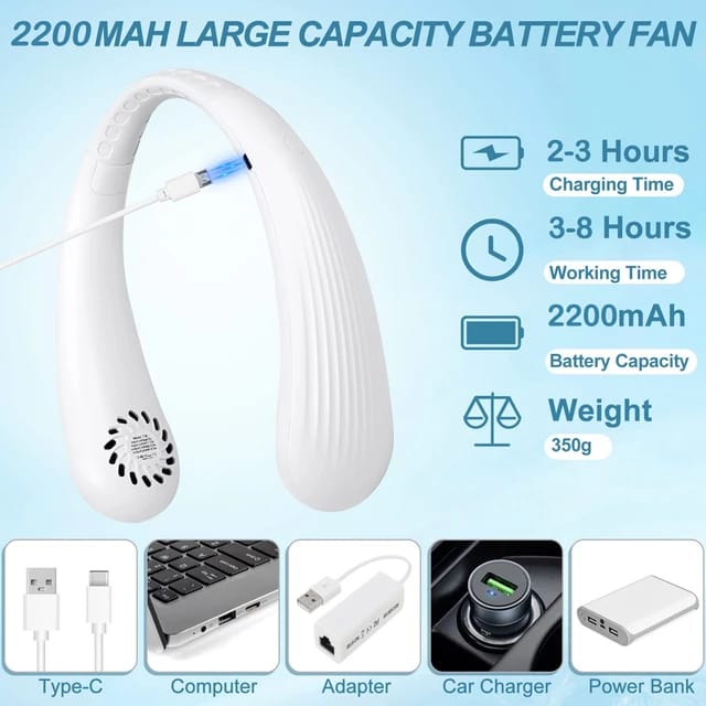 Rechargeable Portable Neck Fan Mini Mute Hanging
