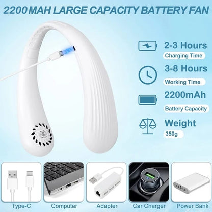 Rechargeable Portable Neck Fan Mini Mute Hanging