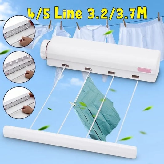 4-Line Retractable Clothesline Wall Mounted Laundry