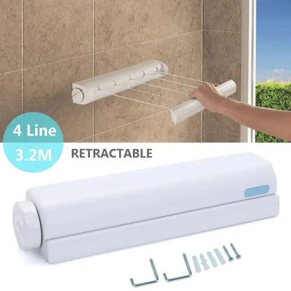 4-Line Retractable Clothesline Wall Mounted Laundry