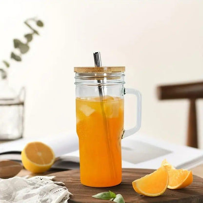 Glass Cup With Bamboo Lid