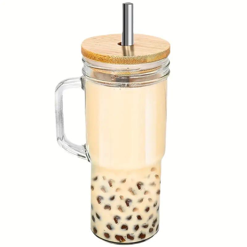 Glass Cup With Bamboo Lid