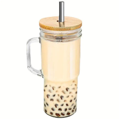 Glass Cup With Bamboo Lid