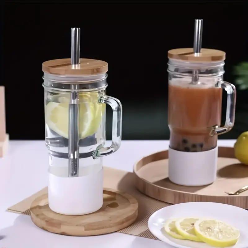 Glass Cup With Bamboo Lid