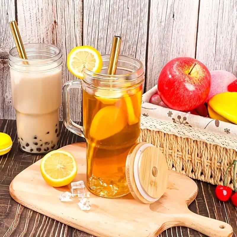 Glass Cup With Bamboo Lid