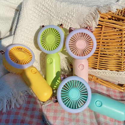 Rechargeable Handheld Mini Fan Portable Night Light
