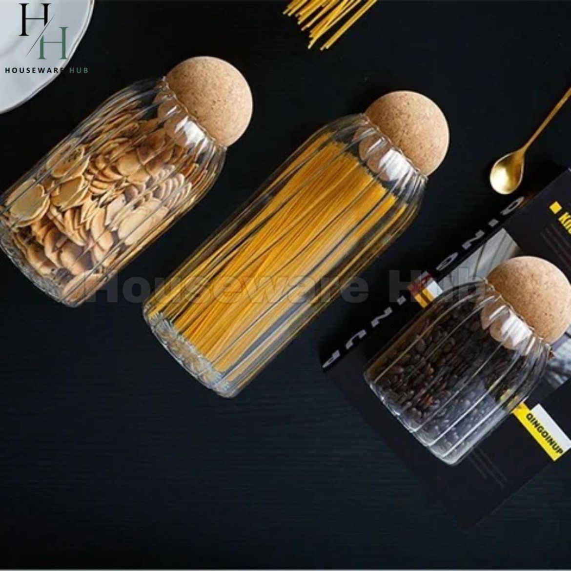 Cork Ball Lining Glass Jar-4 Piece Set
