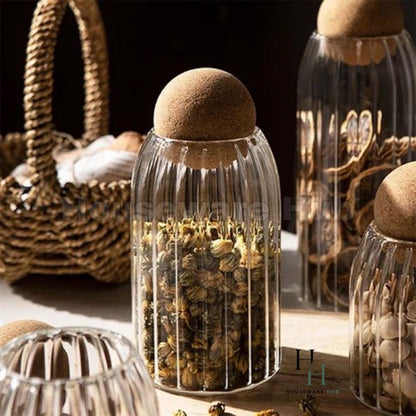 Cork Ball Lining Glass Jar-4 Piece Set