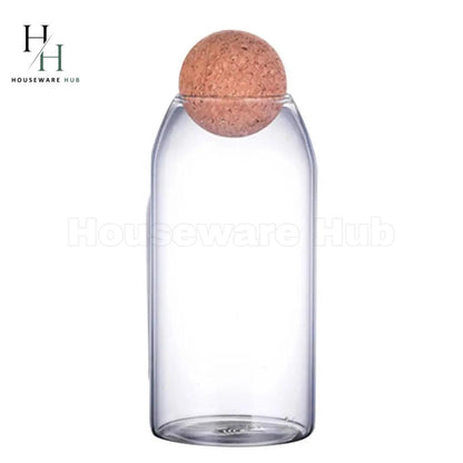 Cork Ball Plain Glass Jar-3 Piece Set