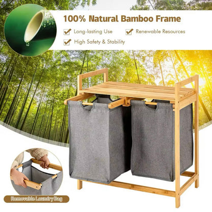 Bamboo Laundry With Dual Compartment