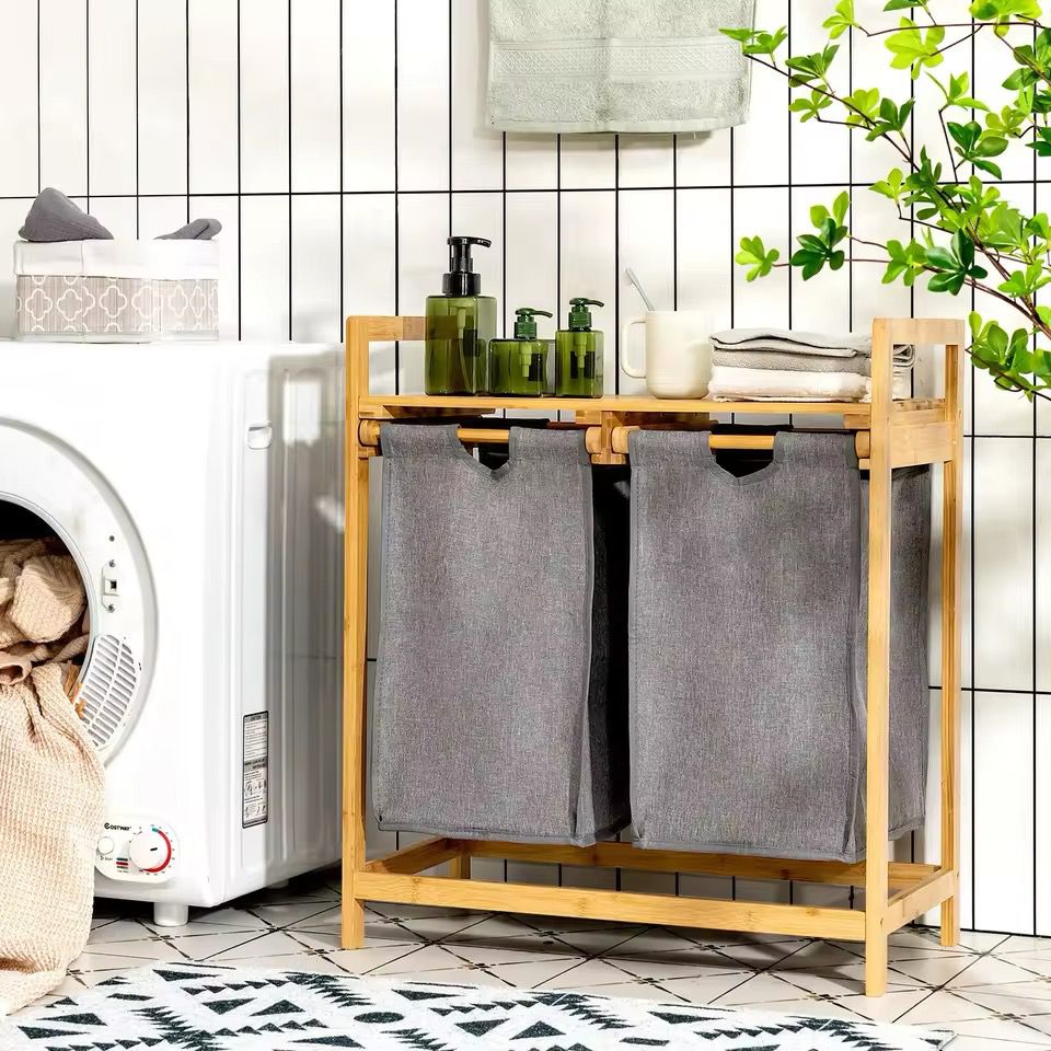 Bamboo Laundry With Dual Compartment