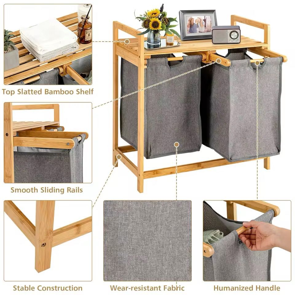 Bamboo Laundry With Dual Compartment