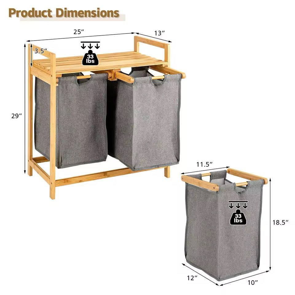 Bamboo Laundry With Dual Compartment