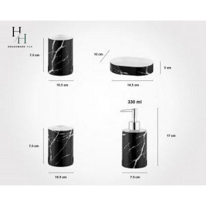 Limon Marble-Design Bathroom Set (6 Piece)