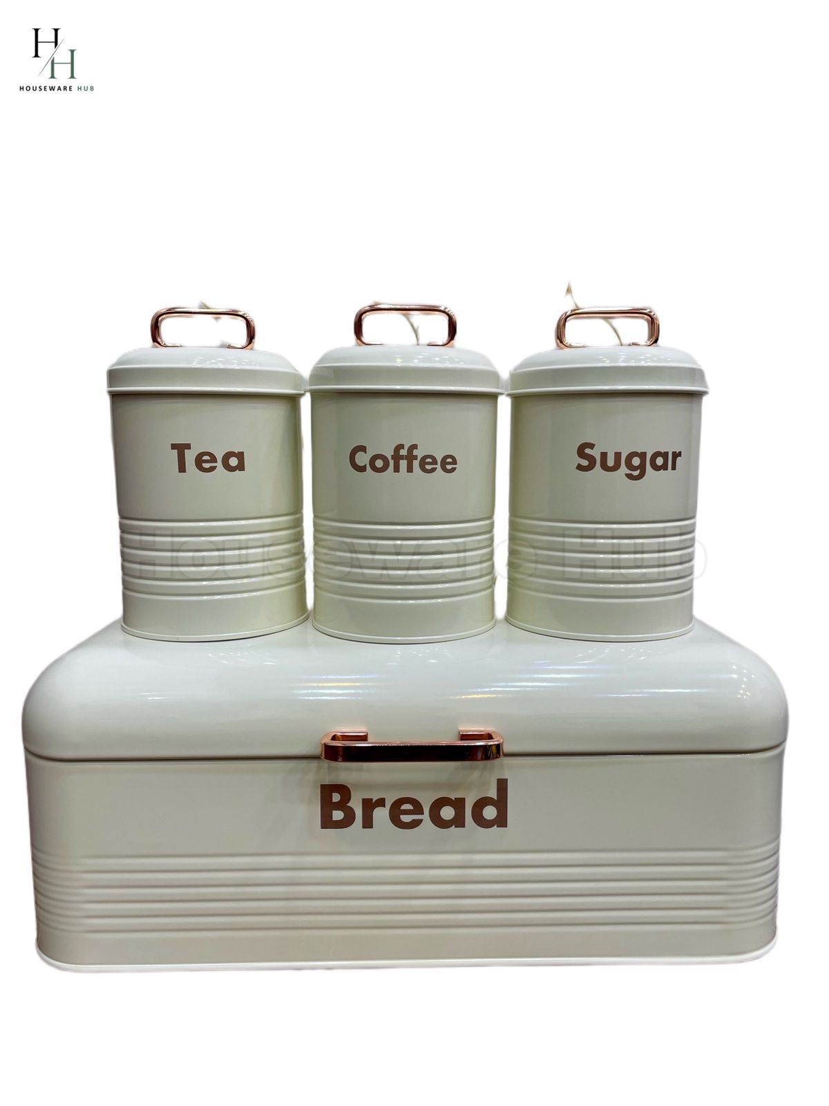 Bread Box With Jars- 4 Piece Set Steel