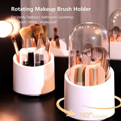 Rotating Makeup Brush Holder with Lid