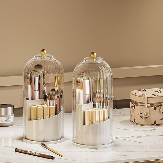 360 Rotating Cosmetic Brush Holder With Lid
