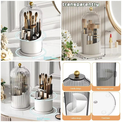 360 Rotating Cosmetic Brush Holder With Lid