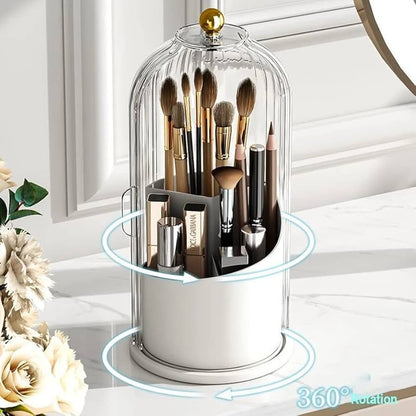 360 Rotating Cosmetic Brush Holder With Lid