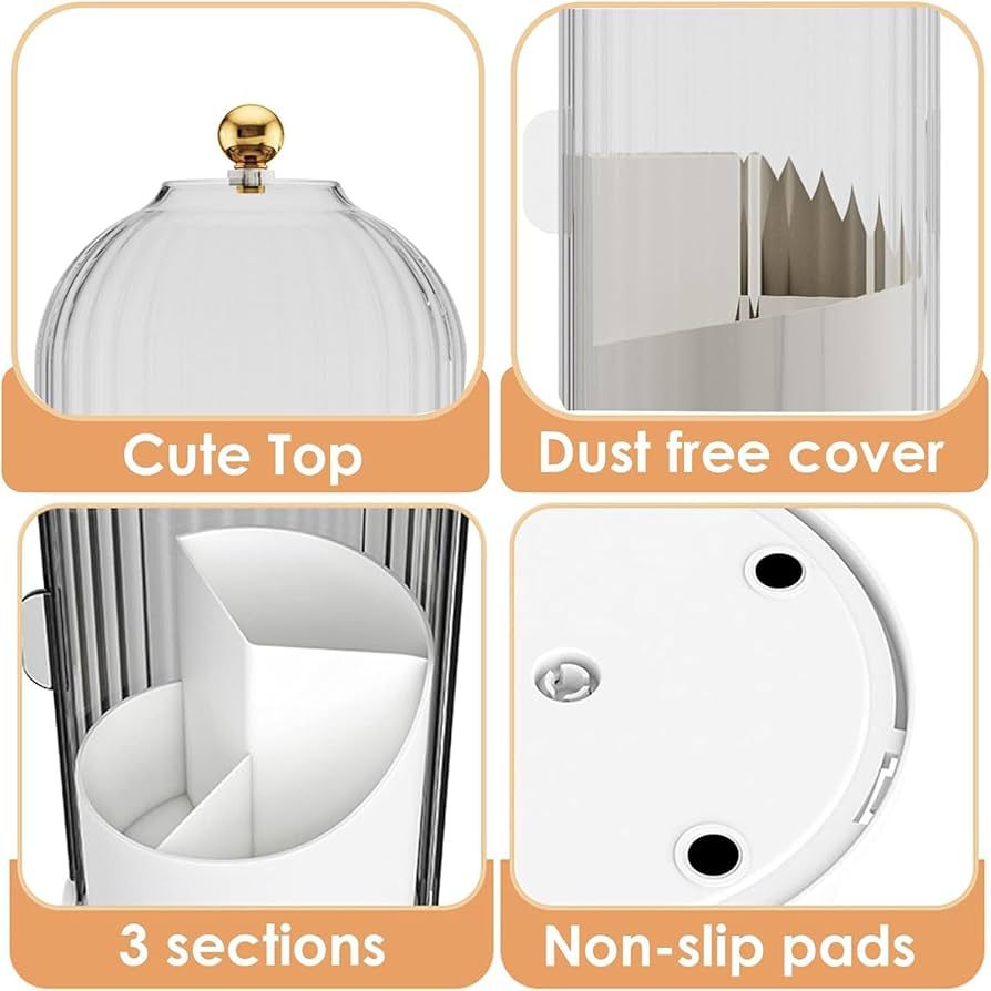 360 Rotating Cosmetic Brush Holder With Lid