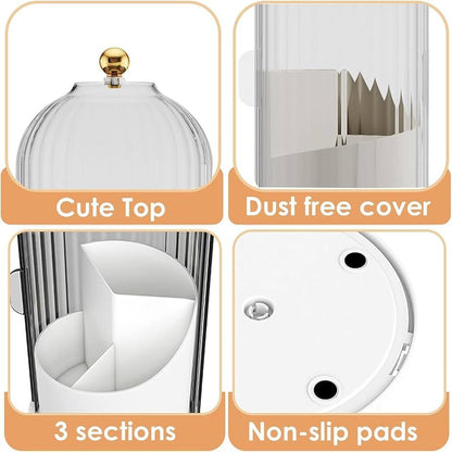 360 Rotating Cosmetic Brush Holder With Lid