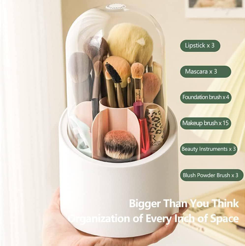 Rotating Makeup Brush Holder with Lid