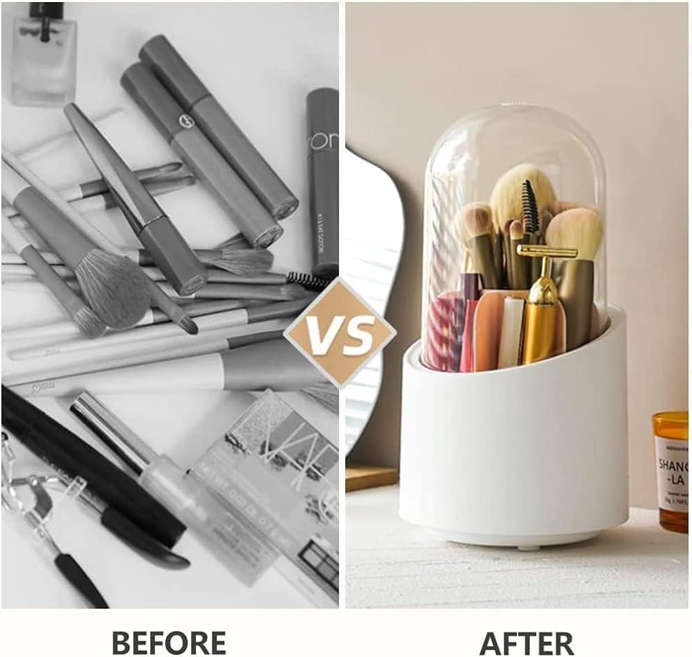 Rotating Makeup Brush Holder with Lid