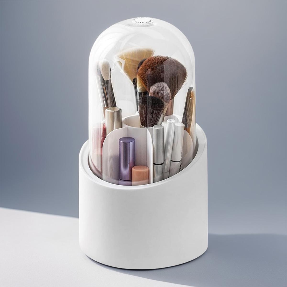 Rotating Makeup Brush Holder with Lid