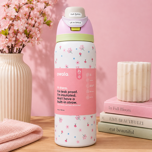 Owala 32oz Floral Insulated Water Bottle with Built-In Straw
