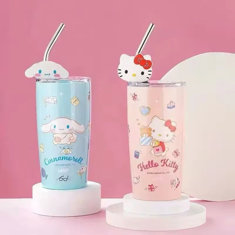 Cartoon Anime Cup With Straw