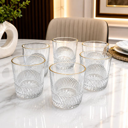 6 Pcs Gold Rim Glass Tumbler Set
