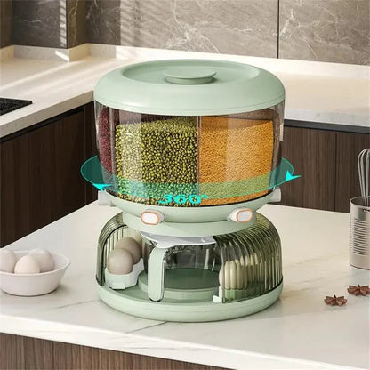 Rotating Grain Dispenser With Egg Tray