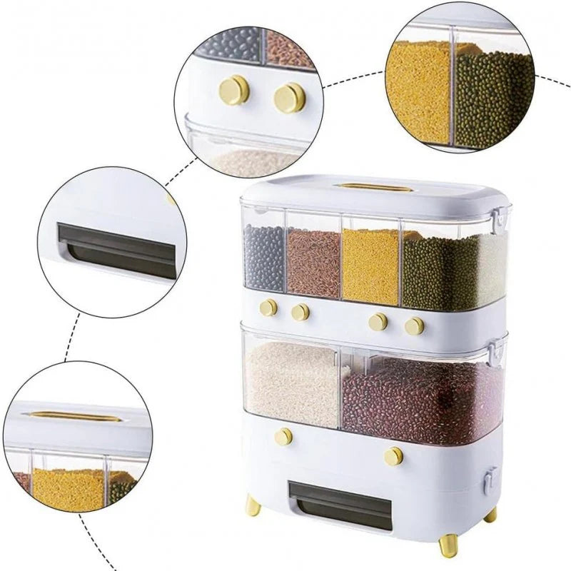 6 Grid Rice Grain Container