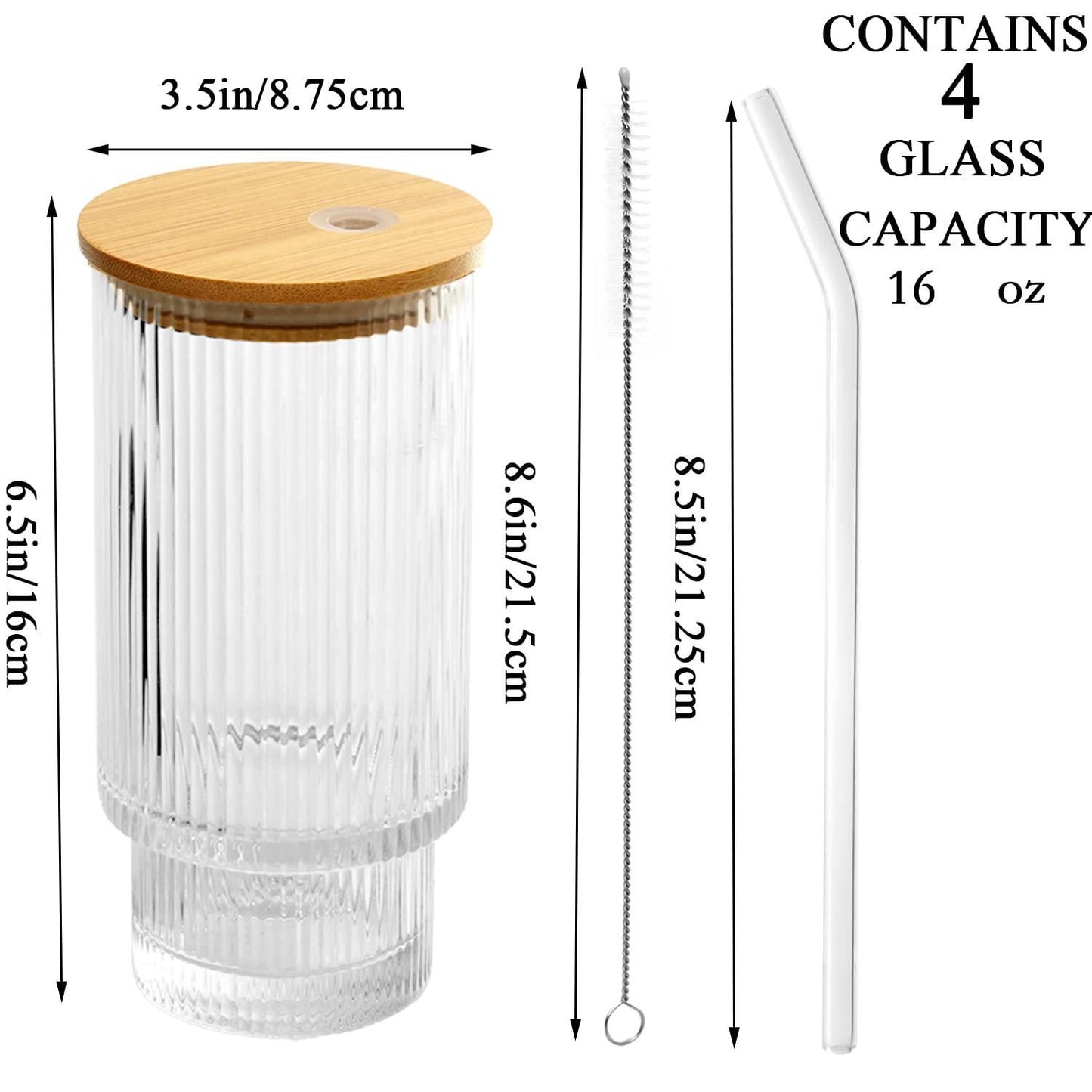 Ripped Glass With Bamboo Lid&Straw
